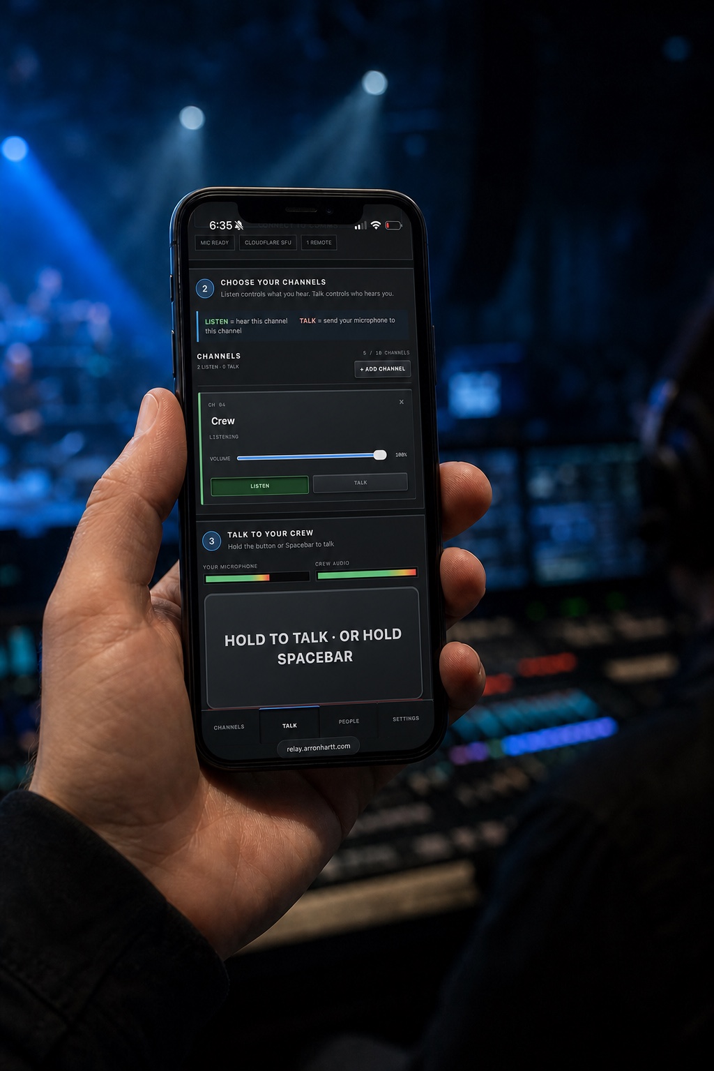 RELAY mobile production communications interface in use
